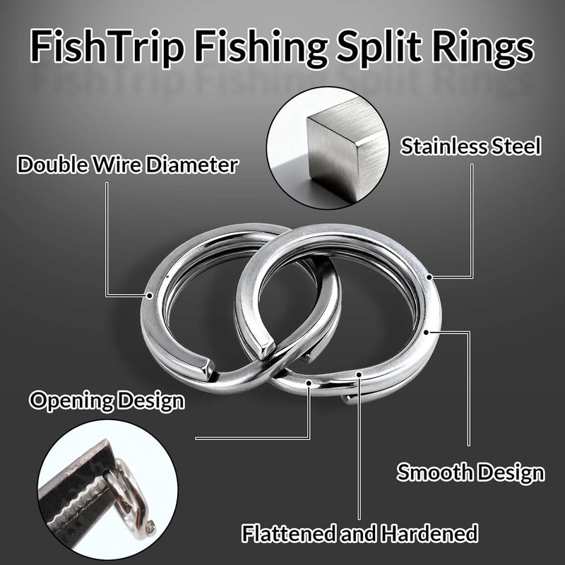 FishTrip Split Rings Fishing 200Pcs Stainless Steel heavy duty Split Ring Pliers Saltwater treble hooks Terminal Tackle Connector - Image 2